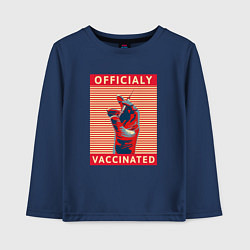 Лонгслив хлопковый детский Официально вакцинирован, цвет: тёмно-синий