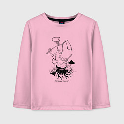 Лонгслив хлопковый детский Курьер - Заяц 2, цвет: светло-розовый