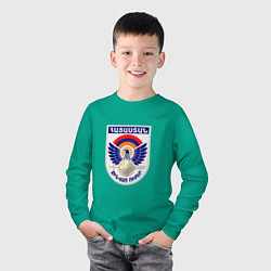 Лонгслив хлопковый детский Вооруженные силы Армении, цвет: зеленый — фото 2