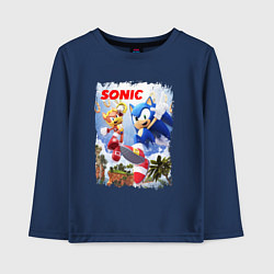 Лонгслив хлопковый детский SONIC СОНИК Z, цвет: тёмно-синий