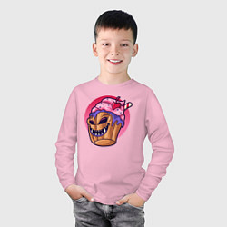 Лонгслив хлопковый детский Зомби кекс, цвет: светло-розовый — фото 2