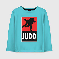 Лонгслив хлопковый детский Judo, цвет: бирюзовый