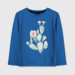 Лонгслив хлопковый детский Нежный акварельный кактус, цвет: синий