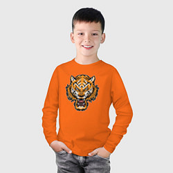 Лонгслив хлопковый детский Cool Tiger, цвет: оранжевый — фото 2