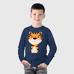 Лонгслив хлопковый детский Cartoon Tiger, цвет: тёмно-синий — фото 2