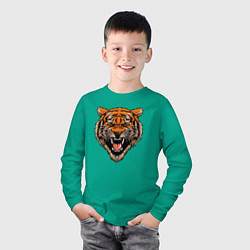 Лонгслив хлопковый детский Tiger Hunter, цвет: зеленый — фото 2