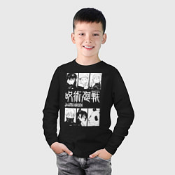 Лонгслив хлопковый детский Магическая битва персонажи, цвет: черный — фото 2