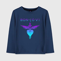 Лонгслив хлопковый детский BON JOVI NEON LOGO HEART, цвет: тёмно-синий