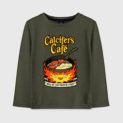 Лонгслив хлопковый детский Calcifer cook, цвет: меланж-хаки