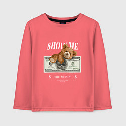 Лонгслив хлопковый детский SHOW ME MONEY!, цвет: коралловый