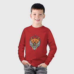 Лонгслив хлопковый детский Саблезубый Тигруля, цвет: красный — фото 2