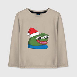 Лонгслив хлопковый детский Pepe, pepe happy, Пепе хеппи, pepe happy new year, цвет: миндальный