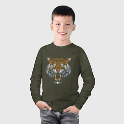 Лонгслив хлопковый детский Tiger Shadow, цвет: меланж-хаки — фото 2