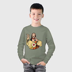 Лонгслив хлопковый детский Dogma - smile Jesus like, цвет: авокадо — фото 2