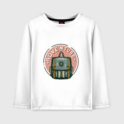 Лонгслив хлопковый детский Путешествуй налегке, цвет: белый