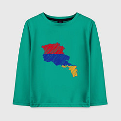 Лонгслив хлопковый детский Карта Армения, цвет: зеленый