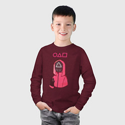 Лонгслив хлопковый детский Игра в кальмара - фан арт, цвет: меланж-бордовый — фото 2