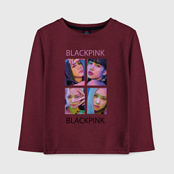 Лонгслив хлопковый детский BLACKPINK черно-розовые, цвет: меланж-бордовый