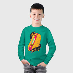 Лонгслив хлопковый детский HotDog, цвет: зеленый — фото 2