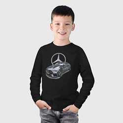Лонгслив хлопковый детский Mercedes AMG motorsport, цвет: черный — фото 2