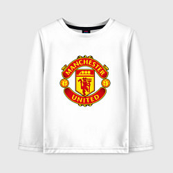 Лонгслив хлопковый детский Манчестер Юнайтед логотип, цвет: белый