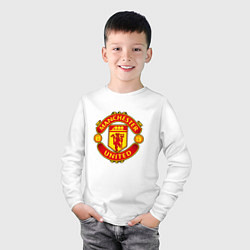 Лонгслив хлопковый детский Манчестер Юнайтед логотип, цвет: белый — фото 2