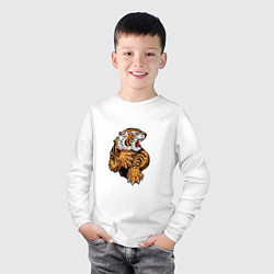 Лонгслив хлопковый детский Tiger Man, цвет: белый — фото 2