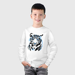 Лонгслив хлопковый детский Line Blue Tiger, цвет: белый — фото 2