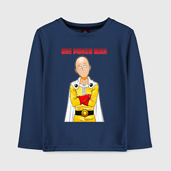 Лонгслив хлопковый детский Сайтама безразличие One Punch-Man, цвет: тёмно-синий