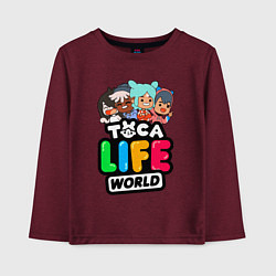 Лонгслив хлопковый детский TOCA LIFE WORLD ТОКА ЛАЙФ ВОРЛД ПЕРСОНАЖИ, цвет: меланж-бордовый