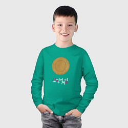 Лонгслив хлопковый детский Конфета из Игры в кальмара Круг Dalgona, цвет: зеленый — фото 2