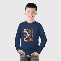 Лонгслив хлопковый детский Tiger Тигр Этно, цвет: тёмно-синий — фото 2