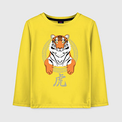 Лонгслив хлопковый детский Тигр в раме, цвет: желтый