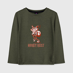 Лонгслив хлопковый детский Money Heist Wolf, цвет: меланж-хаки