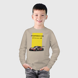 Лонгслив хлопковый детский Porsche Carrera 4S Motorsport, цвет: миндальный — фото 2