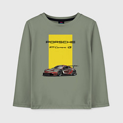 Лонгслив хлопковый детский Porsche Carrera 4S Motorsport, цвет: авокадо