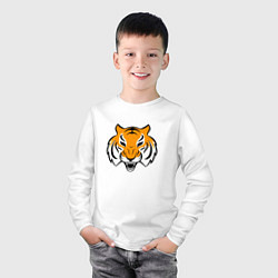 Лонгслив хлопковый детский Тигр логотип, цвет: белый — фото 2