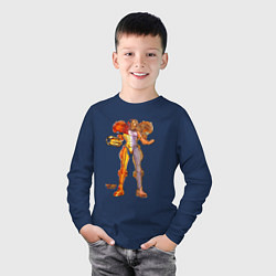 Лонгслив хлопковый детский Анатомия Экзоскелета Metroid Dread, цвет: тёмно-синий — фото 2