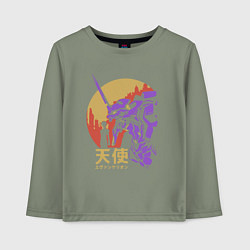 Лонгслив хлопковый детский Евангелион 01, цвет: авокадо