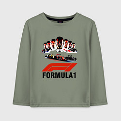 Лонгслив хлопковый детский Пилоты формулы 1, цвет: авокадо