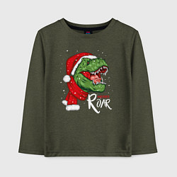 Лонгслив хлопковый детский T-rex Merry Roar, цвет: меланж-хаки