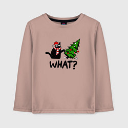 Детский лонгслив WHAT? КОТ РОНЯЕТ ЁЛКУ