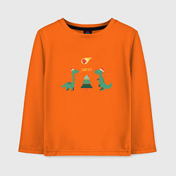 Лонгслив хлопковый детский Динозаврики и елка, цвет: оранжевый