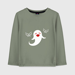 Лонгслив хлопковый детский Призрак Ху Тао улыбается Genshin Impact, цвет: авокадо