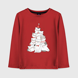 Лонгслив хлопковый детский НОВОГОДНЯЯ ЕЛКА ИЗ КОТОВ, цвет: красный