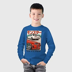 Лонгслив хлопковый детский Nissan Skyline Ниссан Скайлайн, цвет: синий — фото 2
