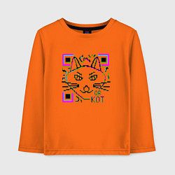 Лонгслив хлопковый детский QR-Кот 3D, цвет: оранжевый