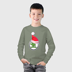 Лонгслив хлопковый детский Skoda Merry Christmas, цвет: авокадо — фото 2