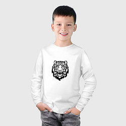 Лонгслив хлопковый детский Символ года тигренок черный, цвет: белый — фото 2