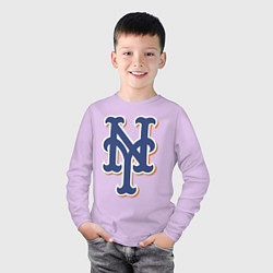 Лонгслив хлопковый детский New York Mets - baseball team, цвет: лаванда — фото 2